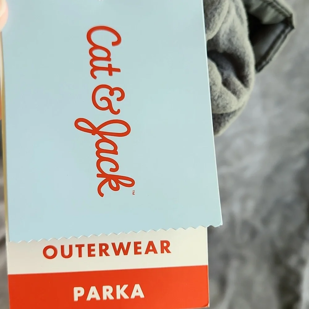 Kids Gray Winter Jacket with Faux Fur Hood